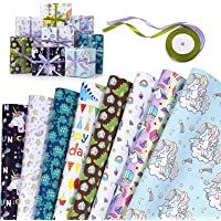 Papel de Regalo- GuKKK 8 Hojas Papel Para Envolver Regalos + 2 Rollo de Cinta- Niños Niñas Cumpleaños Papel Regalo- para…